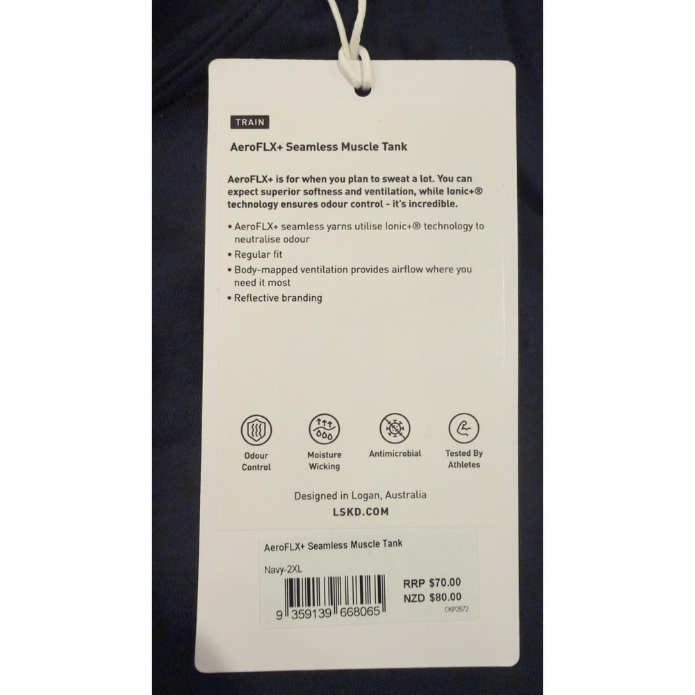LSKD AeroFLX+ Seamless Muscle Tank Navy 2XL Mens Training Gym New NWT - Picture 9 of 16